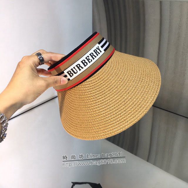 Burberry爆款女士帽子 巴寶莉新品空頂帽髮夾 巴寶莉編織草帽  mm1240